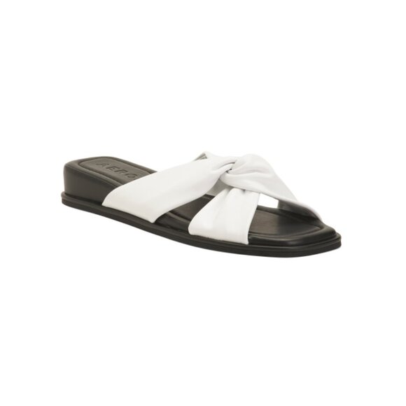 AEROSOLES White Leather Brady Slide Leather Sandals - Picture 1 of 2